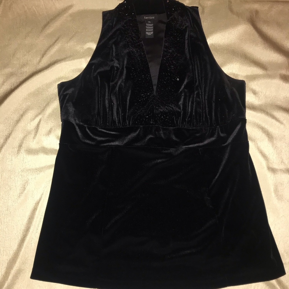 Black Velvet beaded evening top